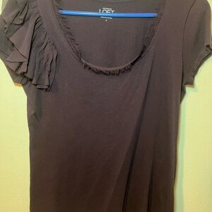 LOFT Elegant Black Short Sleeve Top